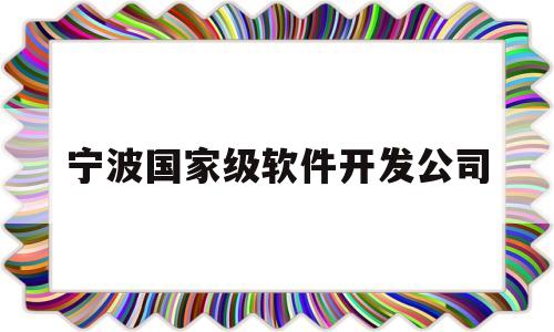 宁波国家级软件开发公司(宁波国家级软件开发公司有哪些)