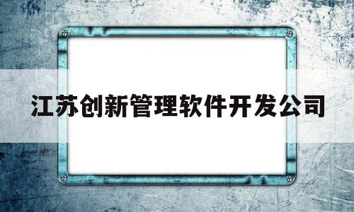 江苏创新管理软件开发公司(江苏创新管理软件开发公司招聘)