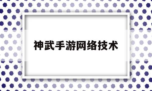 神武手游网络技术(神武手游网络技术怎么样)