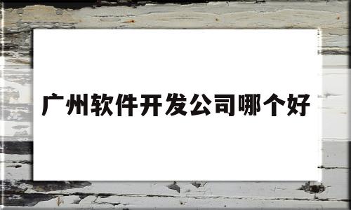 广州软件开发公司哪个好(广州软件开发公司排名靠前的有哪些)