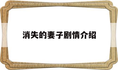 消失的妻子剧情介绍(电影消失的妻子结局是什么意思)