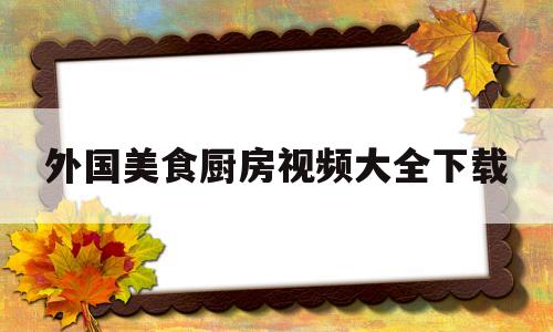 外国美食厨房视频大全下载(外国美食厨房视频大全下载免费)