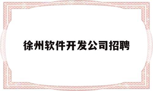 徐州软件开发公司招聘(徐州软件开发工资待遇)
