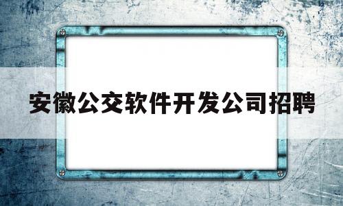 安徽公交软件开发公司招聘(安徽公交软件开发公司招聘电话)