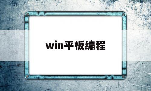 win平板编程(平板编程软件推荐)