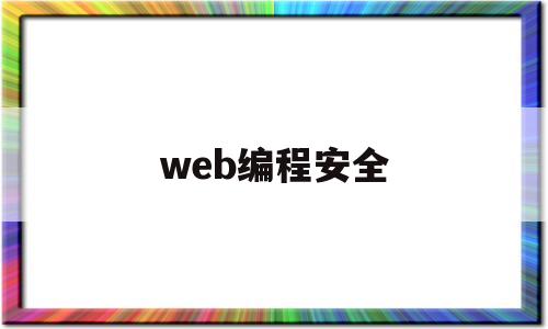 web编程安全(web编程原理)