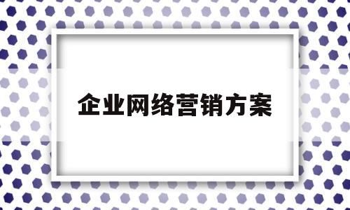 企业网络营销方案(企业网络营销方案怎么写)