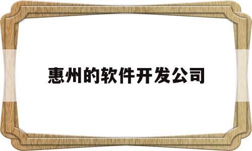 惠州的软件开发公司(惠州的软件开发公司排名)