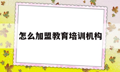 怎么加盟教育培训机构(加盟教育培训机构需要多少钱什么加盟条件)