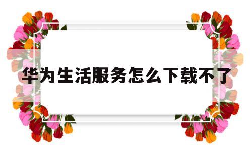 华为生活服务怎么下载不了(华为生活服务怎么下载不了了)