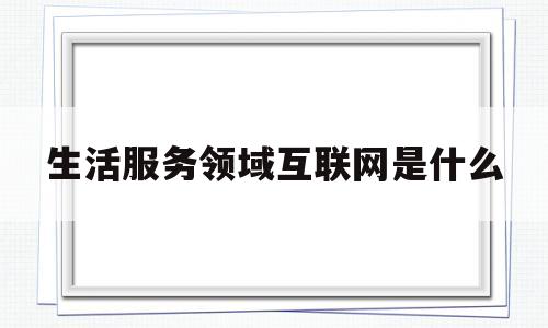 生活服务领域互联网是什么(生活服务领域互联网是什么行业)