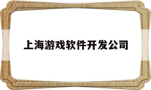上海游戏软件开发公司(游戏软件开发公司有哪些)