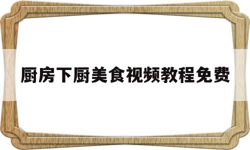 厨房下厨美食视频教程免费(厨房下厨美食视频教程免费播放)