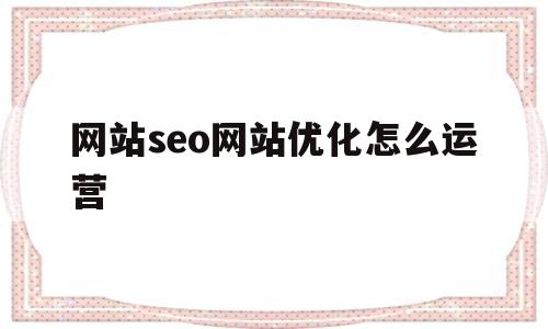 网站seo网站优化怎么运营(网站seo网站优化怎么运营才能做)