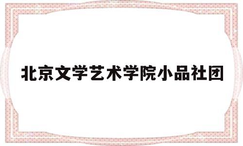 关于北京文学艺术学院小品社团的信息