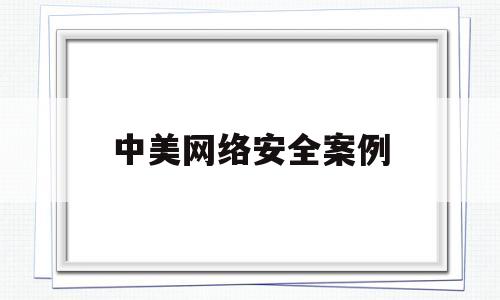 中美网络安全案例(美国网络安全战略与政策二十年)
