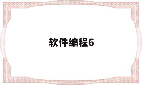 软件编程6(软件编程是干什么的)
