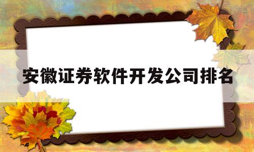 包含安徽证券软件开发公司排名的词条