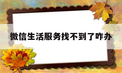 微信生活服务找不到了咋办(微信上的生活服务怎么找出来)