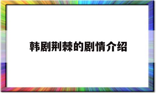 韩剧荆棘的剧情介绍(韩剧荆棘百度百科)