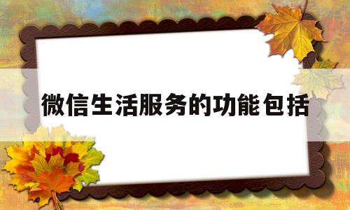 微信生活服务的功能包括(微信生活服务下线了吗)