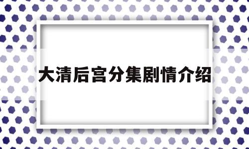 大清后宫分集剧情介绍(大清后宫分集剧情介绍)