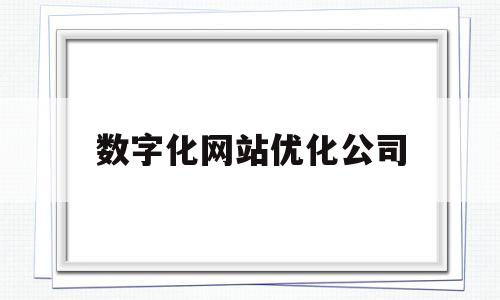 数字化网站优化公司(数字化优化升级)