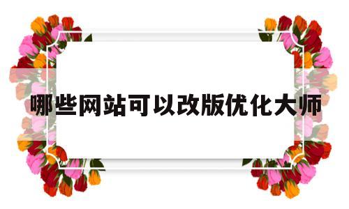 哪些网站可以改版优化大师(哪些网站可以改版优化大师软件)