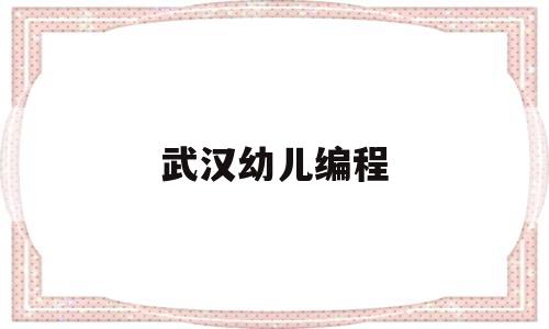 武汉幼儿编程(武汉编程教育)