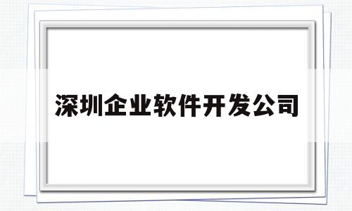 深圳企业软件开发公司(深圳软件开发公司介绍)
