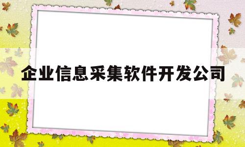 企业信息采集软件开发公司(企业信息采集需要什么资料)