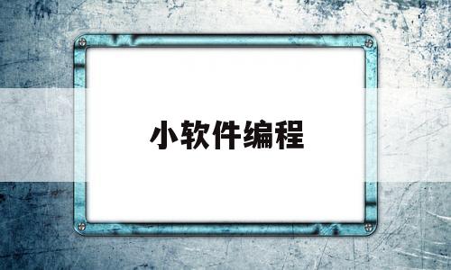 小软件编程(编程小程序app)