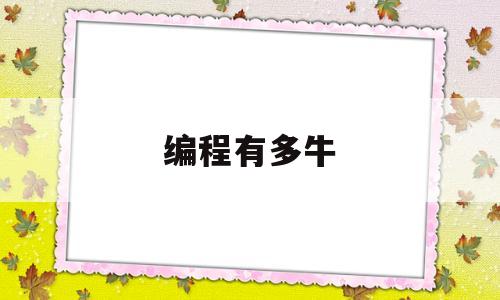 编程有多牛(编程有多累)