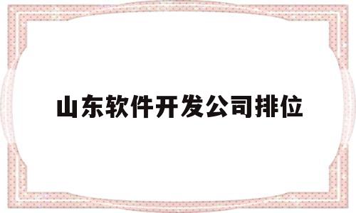 山东软件开发公司排位(山东软件行业)