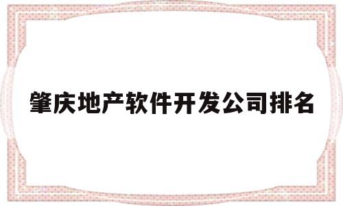 肇庆地产软件开发公司排名的简单介绍