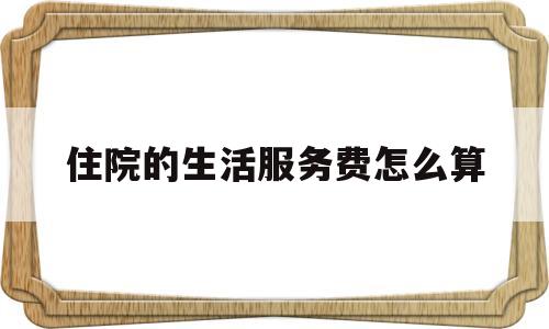 住院的生活服务费怎么算(住院生活费是在住院期间给吗?)