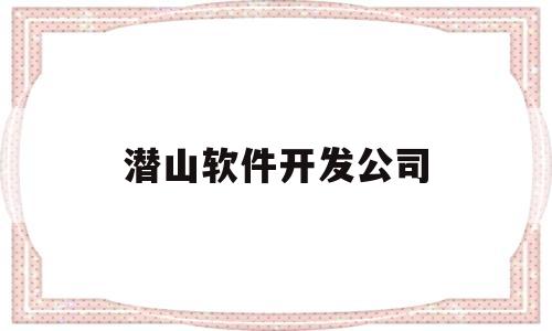 潜山软件开发公司(潜山市开发区招工信息)
