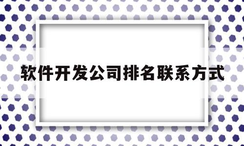 软件开发公司排名联系方式(软件 开发 公司)