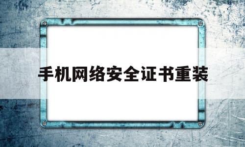 手机网络安全证书重装(手机网络安全证书重装怎么弄)