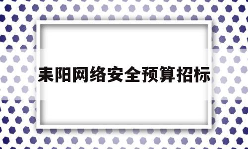 耒阳网络安全预算招标(耒阳网络安全预算招标公示)