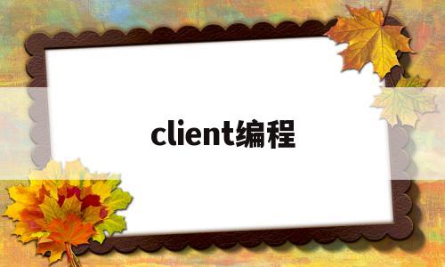 client编程(client编程基础教程)