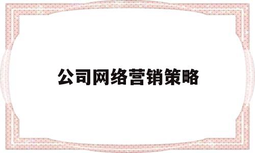 公司网络营销策略(公司网络营销策略分析论文)