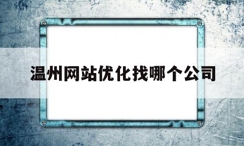温州网站优化找哪个公司(温州优化网络公司)