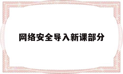网络安全导入新课部分(网络安全进课堂教案)