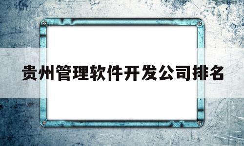 贵州管理软件开发公司排名(贵州管理软件开发公司排名榜)