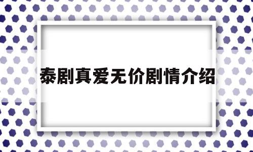 泰剧真爱无价剧情介绍(真爱无价泰剧百度百科)