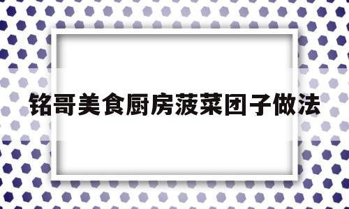 铭哥美食厨房菠菜团子做法(蒸菠菜团子的做法大全)