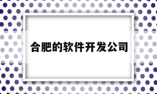 合肥的软件开发公司(合肥的软件开发公司哪家好)